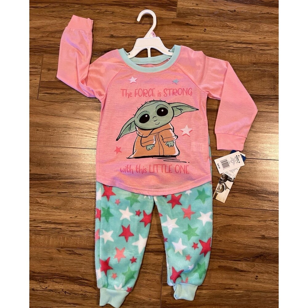 STAR WARS Pink and Green YODA Fleece Pajamas Girls Size 6 *NEW* Retails - $38.00